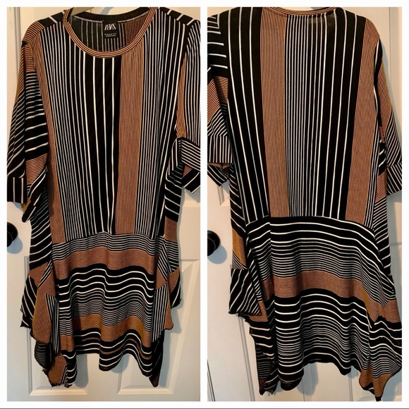 Zara asymmetric striped dress - Picture 2 of 7